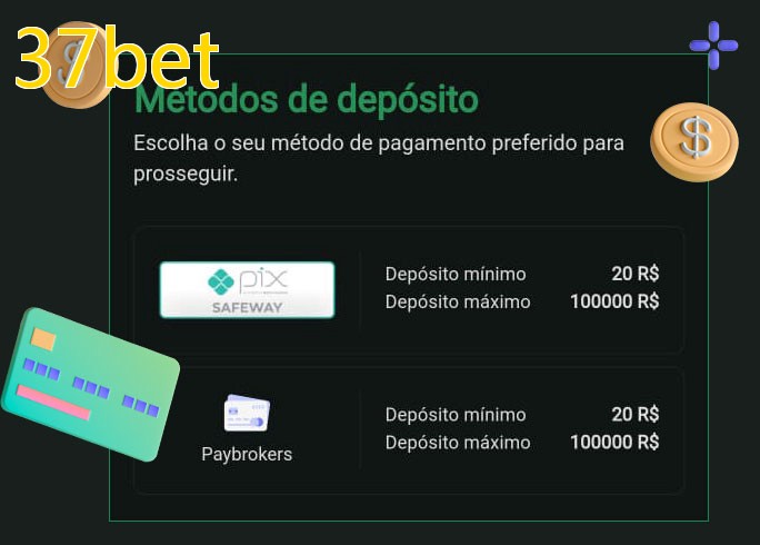 O cassino 37betbet oferece uma grande variedade de métodos de pagamento